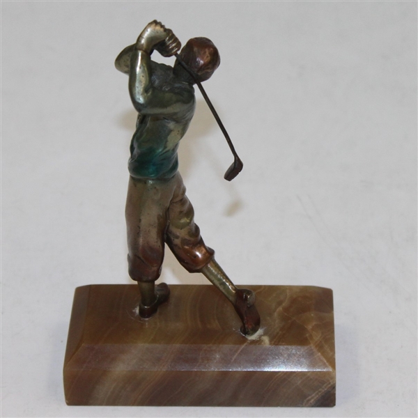 Vintage Painted Bronze Art Deco Golfer - Repair Screw Area