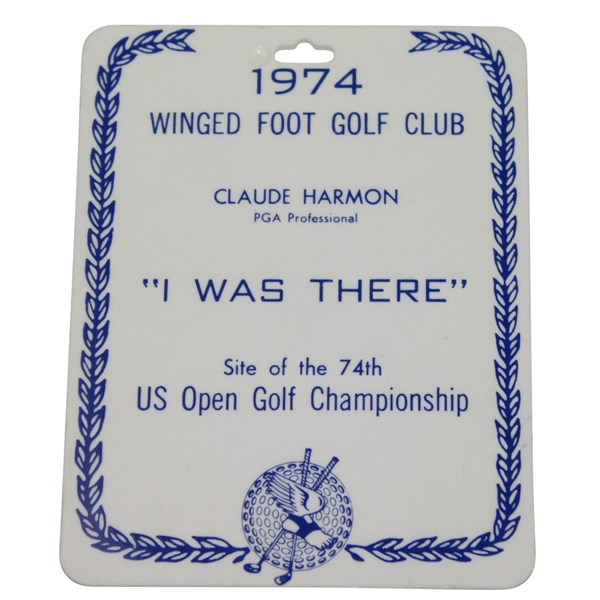 1974 US Open at Winged Foot Bag Tag with Claude Harmon Head Pro Notation