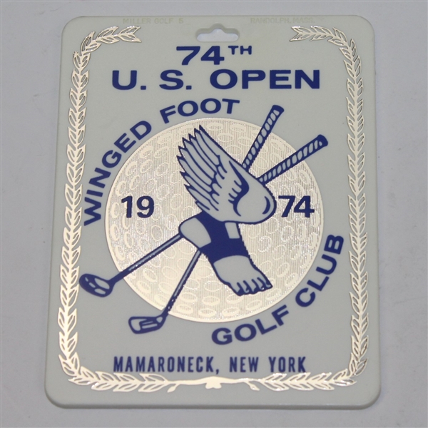 1974 US Open at Winged Foot Bag Tag with Claude Harmon Head Pro Notation