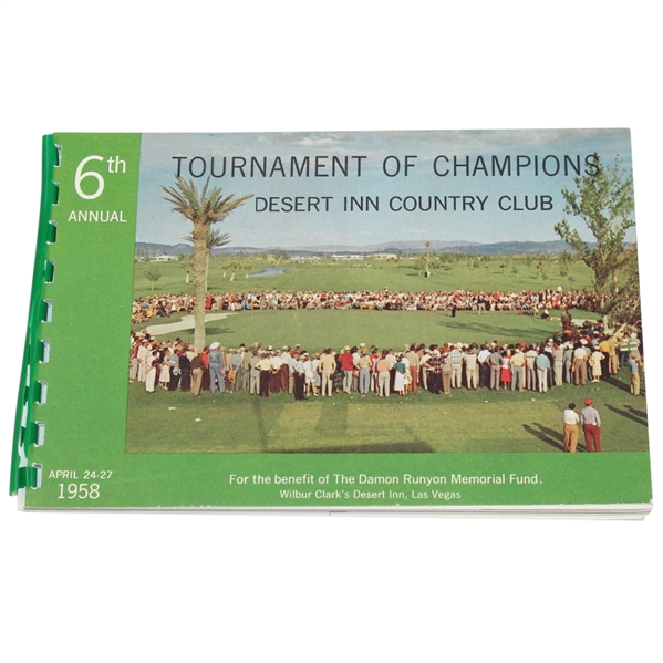 1958 Tournament of Champions at Desert Inn CC Program - Depicts Palmer as Masters Champ