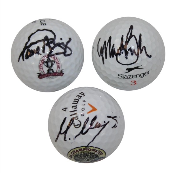 Martin Kaymer, Paul Azinger, and Mark Brooks Signed PGA Champ Logo Golf Balls JSA ALOA