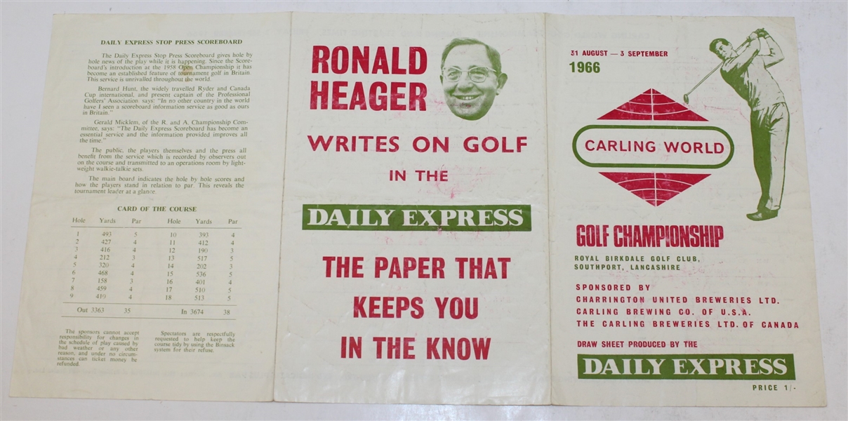 1966 Carling World Championship Lot: Program, Press Kit, Tee Set, Golf Ball, and other