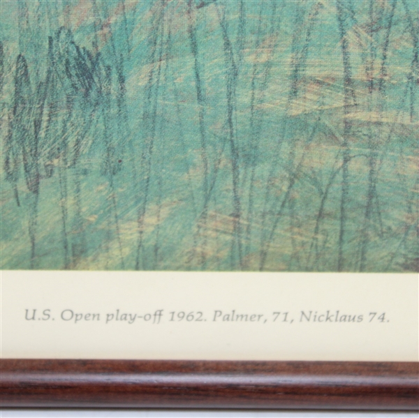 1966 Elldor 'U.S. Open Play-off 1962. Palmer, 71, Nicklaus 74' Picture - Framed