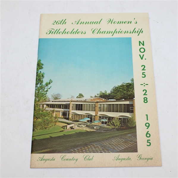 Women's Titleholders Golf Championship Programs at Augusta Country Club- 1962, 1965, 1966