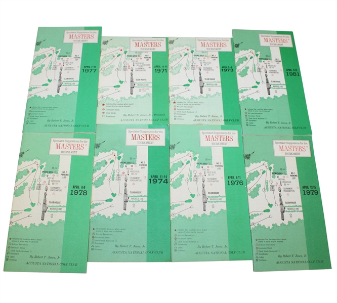 Masters Spectators Guides- 1971, 1973, 1974, 1976-79, 1981