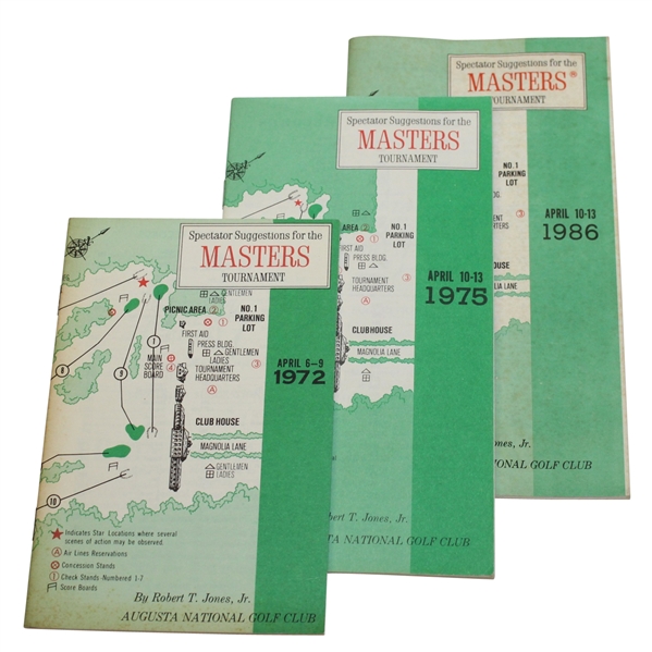 Masters Spectators Guides- 1972, 1975, 1986- Jack Nicklaus Wins