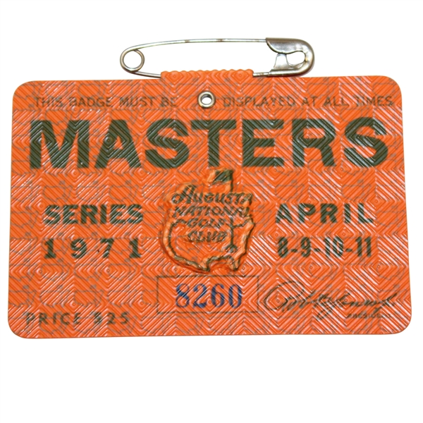 1971 Masters Series Badge- Charles Coody Win
