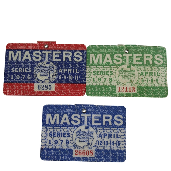 3 Masters Series Badges- 1976, 1978, 1979