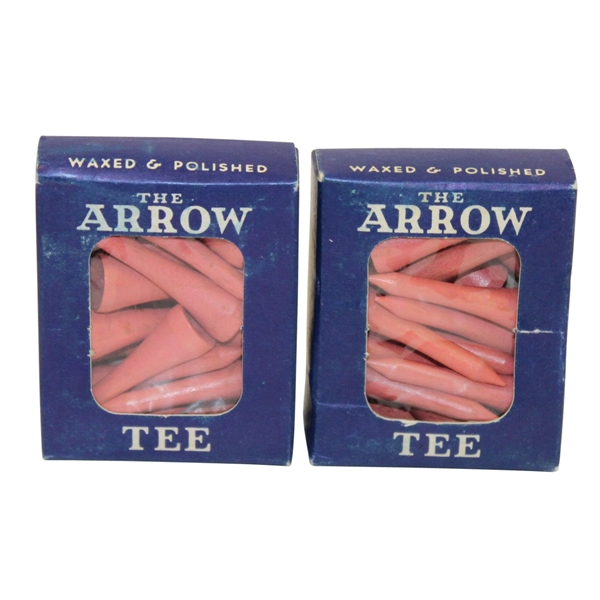Two Boxes of 'The Arrow Tee' Smooth Wax Finish Tees - Golf Tee Co.