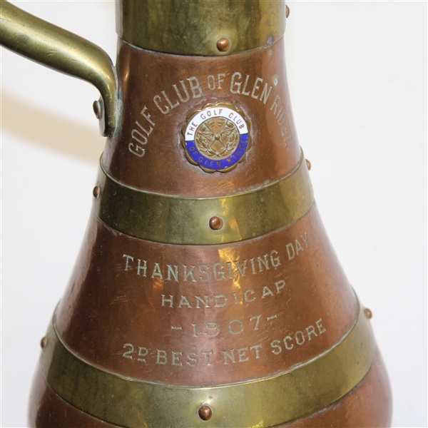 1907 Golf Club of Glen Ridge Thanksgiving Day 2nd Best Net Score Pitcher Trophy - ROTH COLLECTION