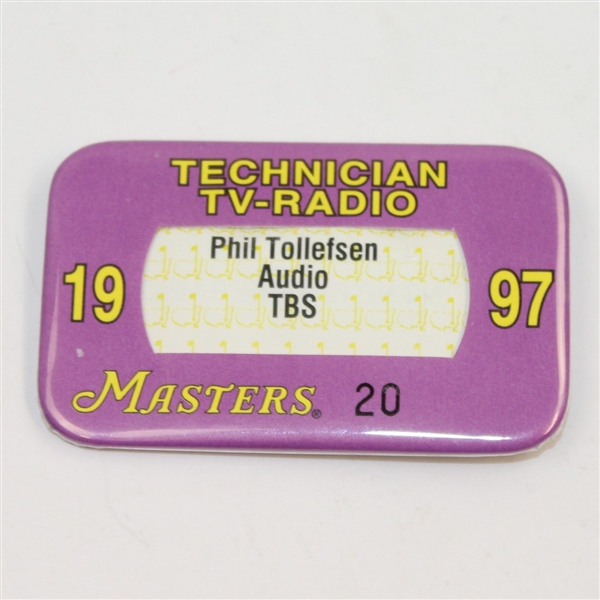 1997 Masters Technician TV-Radio Badge #20 - Tiger's First Masters Victory