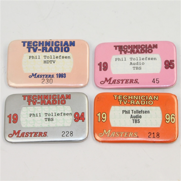 Lot of Four Masters Technician TV-Radio Badges - 1993, 1994, 1995, & 1996