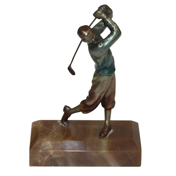 Vintage Painted Bronze Art Deco Golfer - Repair Screw Area