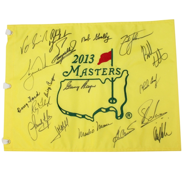 2013 Masters Champs Dinner Flag including Woods, Mickelson, and others JSA ALOA