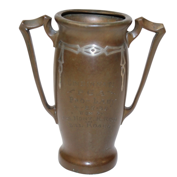 1936 Cincinnatti PGA Pro-Lady Trophy- Decorated Bronze- ROTH COLLECTION