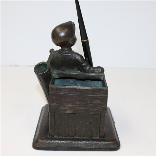 Vintage Metal Young Golfer and Golf Bag Pen Stand- ROTH COLLECTION