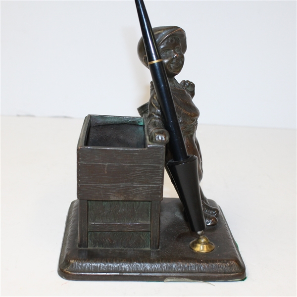 Vintage Metal Young Golfer and Golf Bag Pen Stand- ROTH COLLECTION