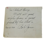 Bob Jones Inscribed, Signed, and Dated Note - 11/10/1944 JSA ALOA