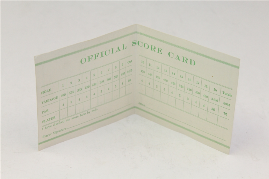 1956 Masters Tournament Official Score Card - Unused