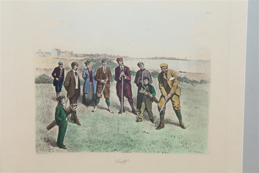1890's Aquatint Golf at St. Andrews No. 11 by Englishman C.A. Fresch - Framed