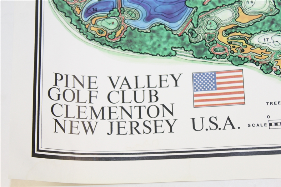Pine Valley Golf Club Topographical Map Signed by Architect J.P. Izatt JSA ALOA