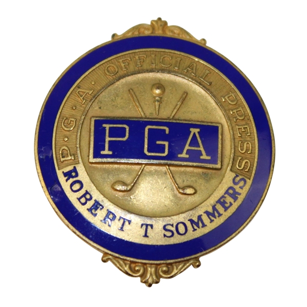 P.G.A. Official Press Badge Belonging to Robert T Sommers -ROBERT SOMMERS COLLECTION