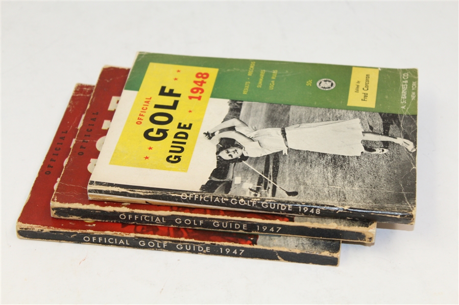 Three 'Official Golf Guides' with Results, Records, Summaries, & Rules - 1947(x2) & 1948 -ROBERT SOMMERS COLLECTION