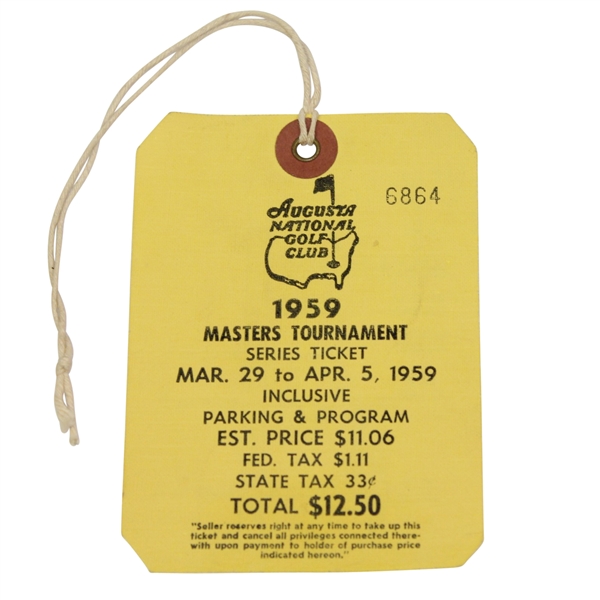 1959 Masters Tournament SERIES Badge #6864 - Great Condition
