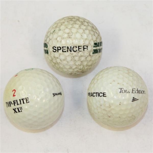 Three Masters Practice Golf Balls - One is Spencer and Kletcke (Pro-Shop Attendants)
