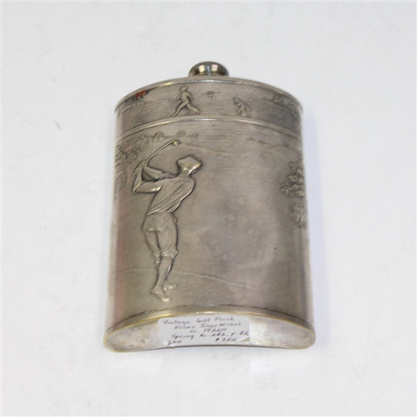 Vintage Evans Silver Nickel Golf Flask c.1920 - R. WAYNE PERKINS COLLECTION
