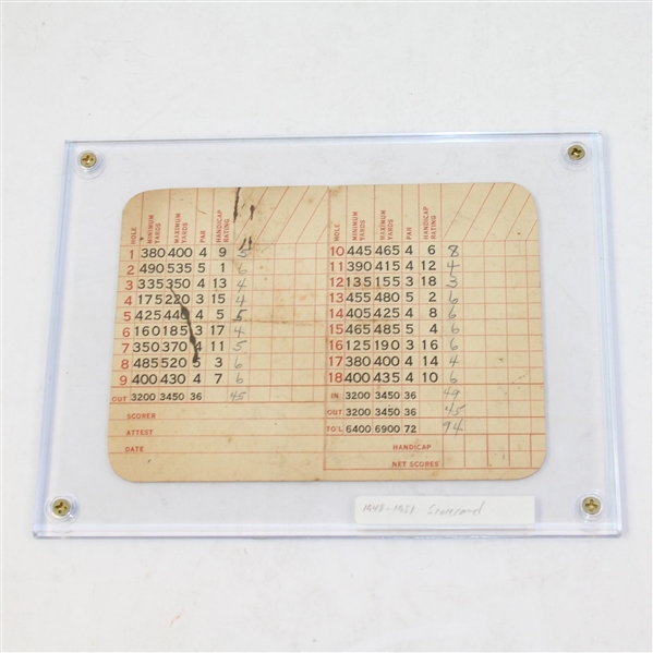 1940's Augusta National Golf Club Scorecard