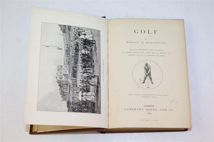 'The Badminton Library' 1890 First Edition Golf Book by Horace G. Hutchinson -ROBERT SOMMERS COLLECTION