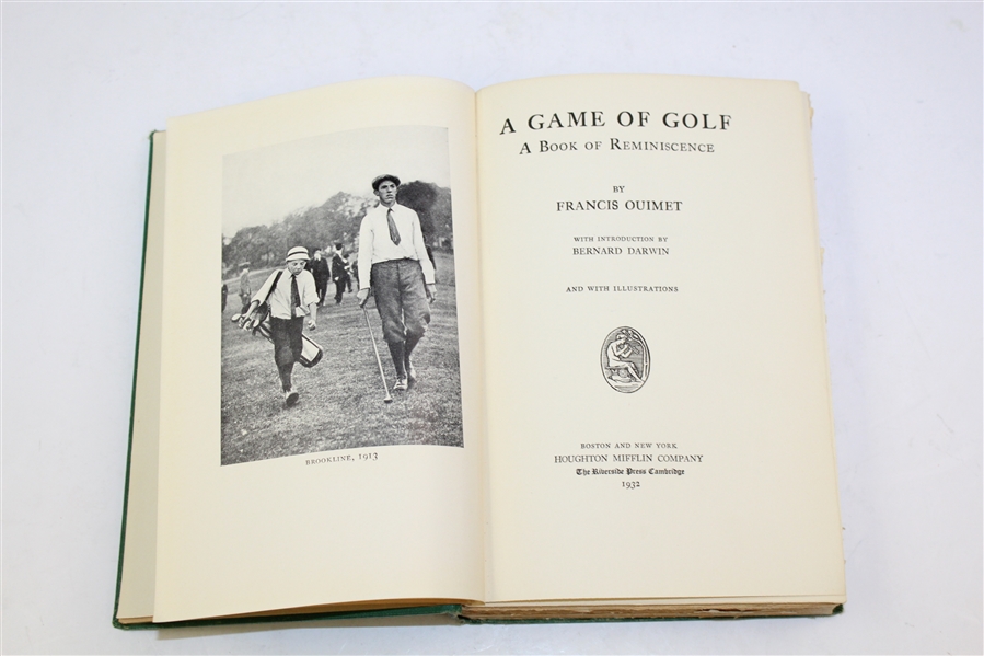1932 'A Game of Golf - A Book of Reminiscence' by Francis Ouimet -ROBERT SOMMERS COLLECTION