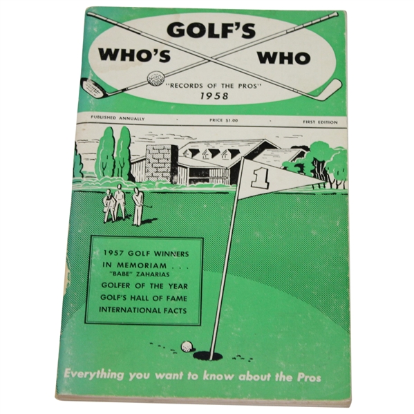 1958 Golf's Who's Who Records of the Pros Booklet -ROBERT SOMMERS COLLECTION