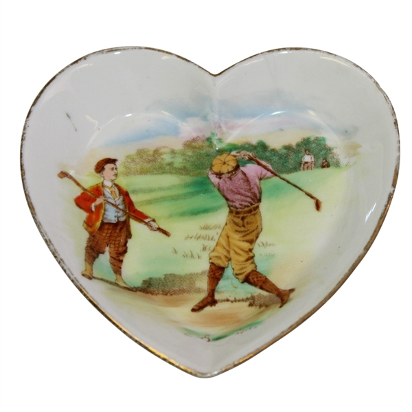 Golf Themed The Foley English Ceramic Small Heart-Shaped Dish