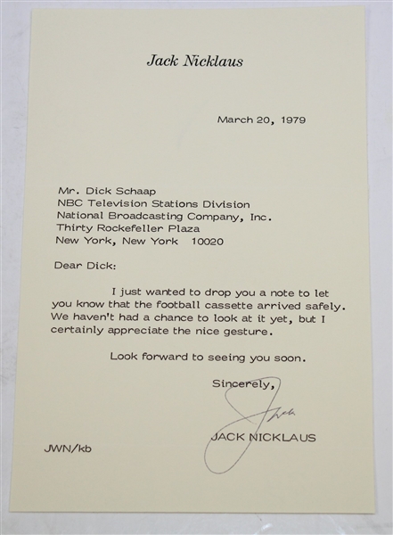 Two Jack Nicklaus Signed Letters - One to Dick Schapp JSA ALOA