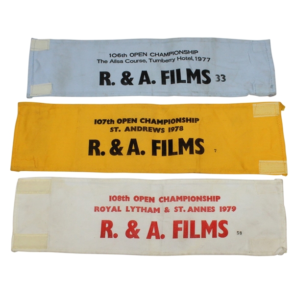 1977, 1978, & 1979 Open Championship R&A Films Arm Bands