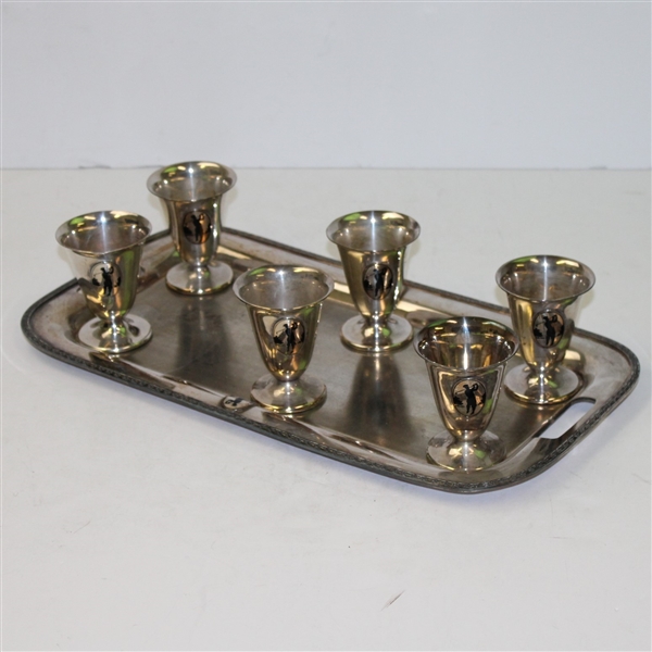 Wallace Bothers Silver Co. Serving Tray with Silver Plated Serving Cups