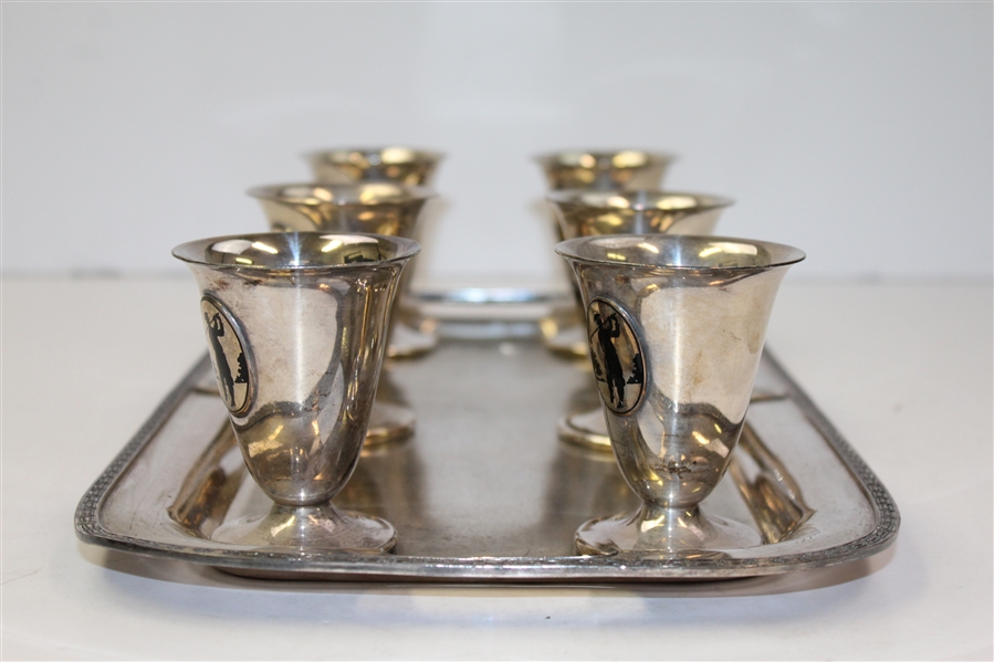 Wallace Bothers Silver Co. Serving Tray with Silver Plated Serving Cups
