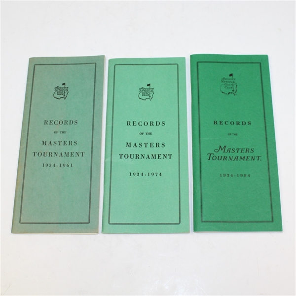 Official 1961, 1974, & 1994 Records of the Masters Tournament Booklets