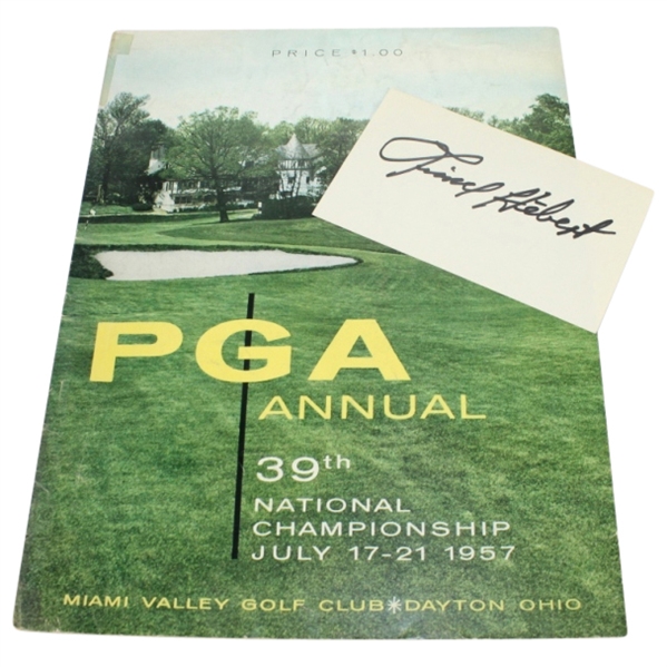1957 PGA Championship at Miami Valley Program with Winner Lionel Hebert Signed 3x5- JSA ALOA