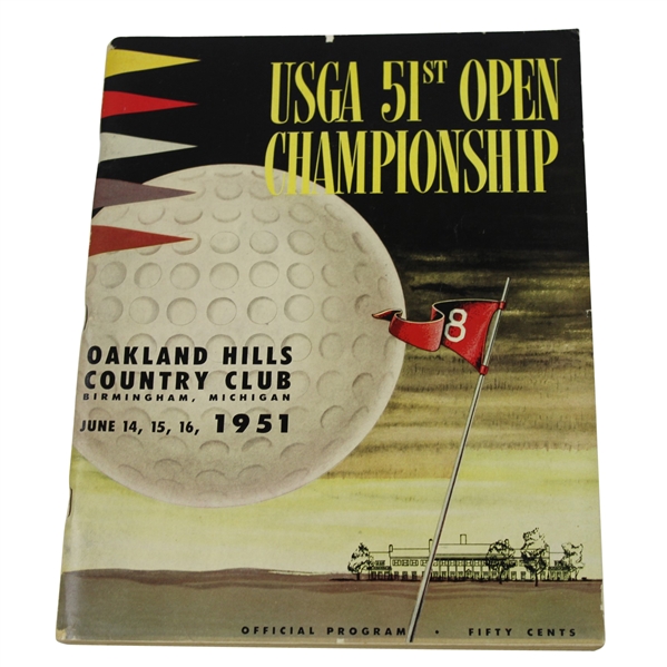 1951 US Open at Oakland Hills Program - Ben Hogan Winner