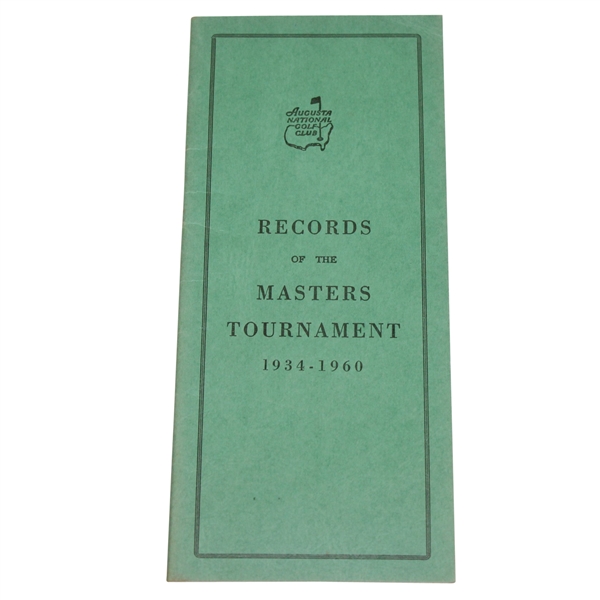 1961 Records of the Masters Tournament Book - 1934-1960