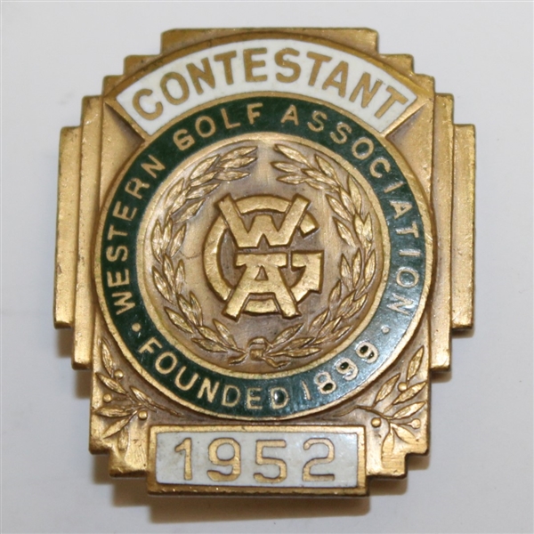 1952 WGA Amateur Championship at Exmoor CC Contestant Badge - Frank Stranahan Winner