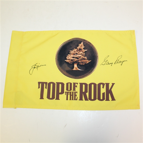 Jack Nicklaus & Gary Player Signed 'Top of the Rock' Screen Flag JSA ALOA