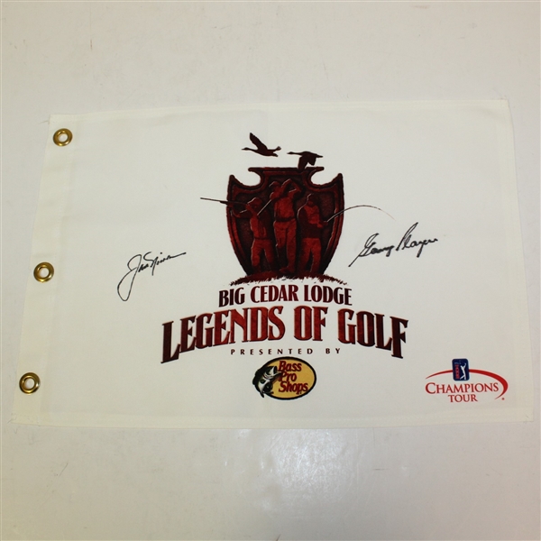 Jack Nicklaus & Gary Player Signed 'Legends of Golf' White Screen Flag JSA ALOA