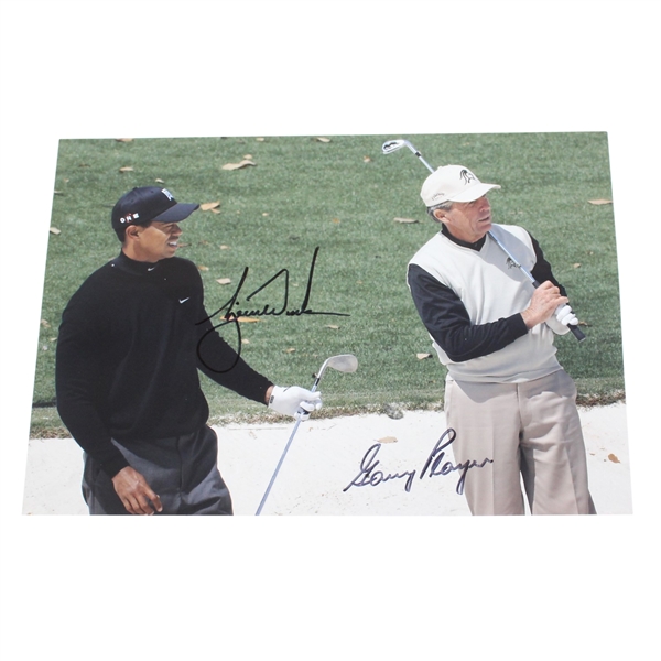 Tiger Woods & Gary Player Signed Color Photo JSA ALOA