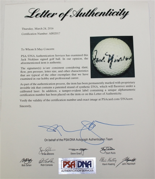 Jack Nicklaus Signed Personal 'Jack' Golf Ball PSA/DNA #AB02017