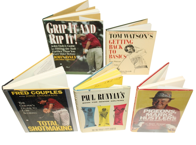 Lot of Five Signed Golf Books - Runyan, Couples, Snead, Watson, and Daly JSA ALOA
