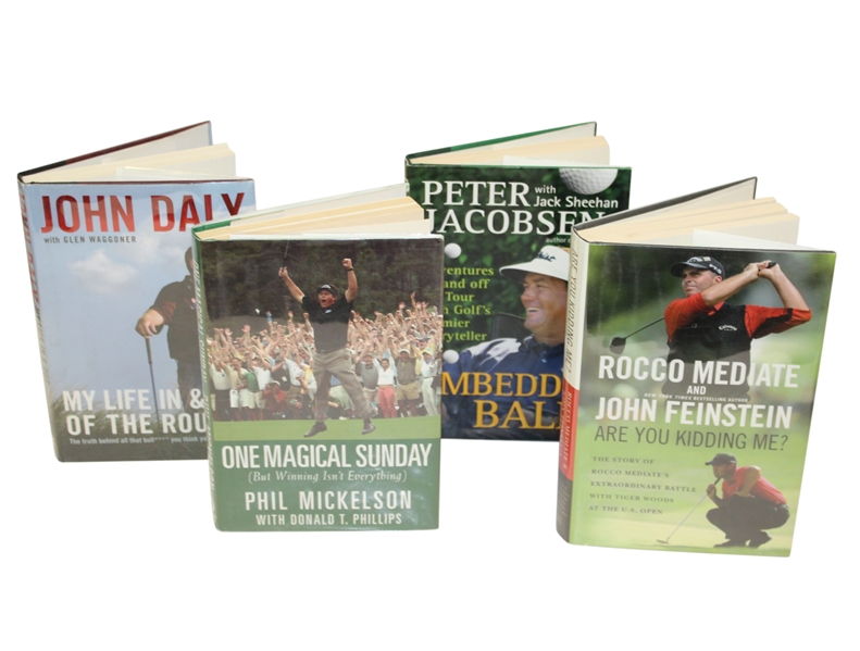 Lot of Four Signed Golf Books - Mickelson, Daly, Mediate, and Jacobsen JSA ALOA
